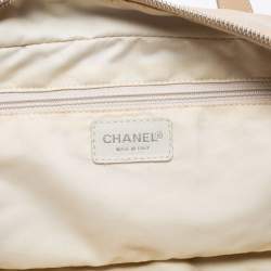 Pre Owned Chanel Beige Nylon CC Logo Travel Line Bowler Bag