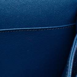 Pre Owned حقيبة شانيل كلاسيك جلد كافيار مبطن أزرق بقلاب مزدوج متوسطة