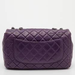Pre Owned Chanel Purple Quilted Leather Jumbo Classic Flap Bag