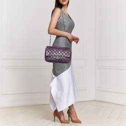 Pre Owned Chanel Purple Quilted Leather Jumbo Classic Flap Bag