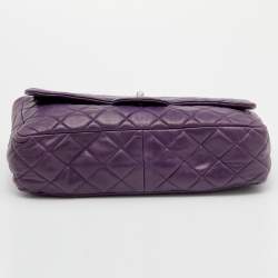 Pre Owned Chanel Purple Quilted Leather Jumbo Classic Flap Bag