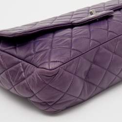 Pre Owned Chanel Purple Quilted Leather Jumbo Classic Flap Bag