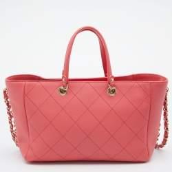 Chanel Pink Quilted Leather Small Neo Soft Shopping Tote 