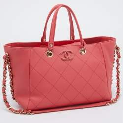 Chanel Pink Quilted Leather Small Neo Soft Shopping Tote 