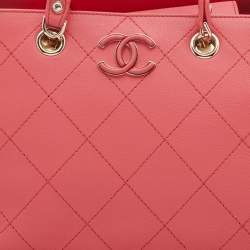 Chanel Pink Quilted Leather Small Neo Soft Shopping Tote 