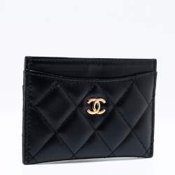مملوكة مسبقًا Chanel Black Quilted Lambskin Leather Classic Card Holder
