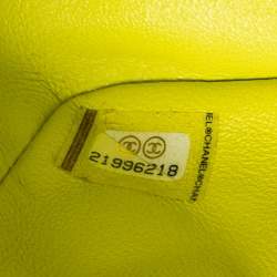 Pre Owned Chanel Yellow Quilted Patent Mini Square Classic Flap Bag