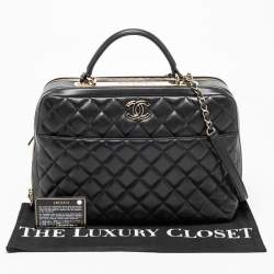 Pre Owned Chanel Black Quilted Leather Large Trendy CC Bowler Bag