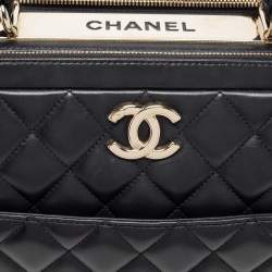 Pre Owned Chanel Black Quilted Leather Large Trendy CC Bowler Bag