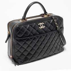 Pre Owned Chanel Black Quilted Leather Large Trendy CC Bowler Bag