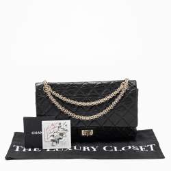 Pre Owned حقيبة شانيل ريشو 2.55 كلاسيك 226 جلد مبطن  عتيق أسود بقلاب