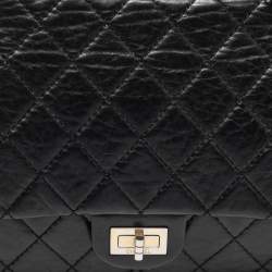 Pre Owned حقيبة شانيل ريشو 2.55 كلاسيك 226 جلد مبطن عتيق أسود بقلاب