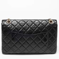 Pre Owned حقيبة شانيل ريشو 2.55 كلاسيك 226 جلد مبطن عتيق أسود بقلاب