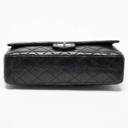 Pre Owned حقيبة شانيل ريشو 2.55 كلاسيك 226 جلد مبطن عتيق أسود بقلاب