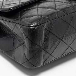 Pre Owned حقيبة شانيل ريشو 2.55 كلاسيك 226 جلد مبطن عتيق أسود بقلاب