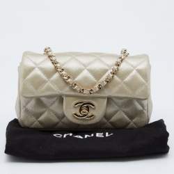 Chanel Champagne Gold Iridescent Quilted Leather Extra Mini Classic Flap Bag 