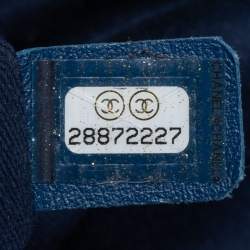Pre Owned Chanel Blue Quilted Denim Large Bowling Bag