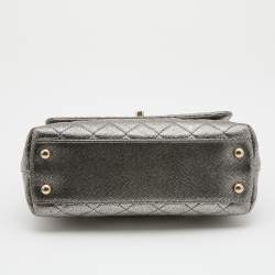 Pre Owned Chanel Metallic Quilted Caviar Leather Mini Coco Top Handle Bag