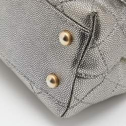 Pre Owned Chanel Metallic Quilted Caviar Leather Mini Coco Top Handle Bag