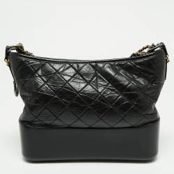 Pre Owned Chanel Black Quilted Aged Leather Gabrielle Hobo 