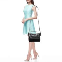 Pre Owned Chanel Black Quilted Aged Leather Gabrielle Hobo 