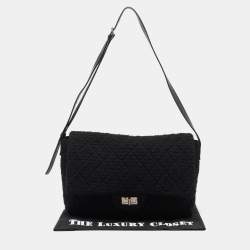 Pre Owned Chanel Black Quilted Tweed Reissue 2.55 XL Flap Bag