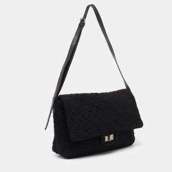 Pre Owned Chanel Black Quilted Tweed Reissue 2.55 XL Flap Bag