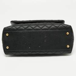 Pre Owned Chanel Black Caviar Leather Coco Top Handle Bag