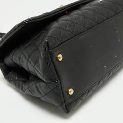 Pre Owned Chanel Black Caviar Leather Coco Top Handle Bag