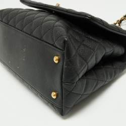 Pre Owned Chanel Black Caviar Leather Coco Top Handle Bag