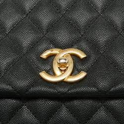 Pre Owned Chanel Black Caviar Leather Coco Top Handle Bag