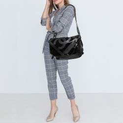 Chanel Black Patent Nylon CC Flap Messenger Bag