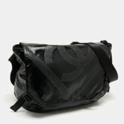 Chanel Black Patent Nylon CC Flap Messenger Bag