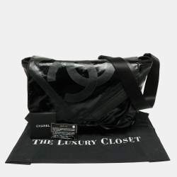 Chanel Black Patent Nylon CC Flap Messenger Bag