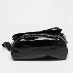 Chanel Black Patent Nylon CC Flap Messenger Bag