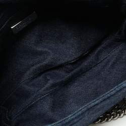 مملوكة مسبقًا Chanel Navy Blue Cube Quilted Denim Triple Chain Flap Bag