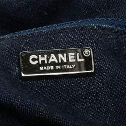 مملوكة مسبقًا Chanel Navy Blue Cube Quilted Denim Triple Chain Flap Bag