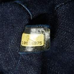 مملوكة مسبقًا Chanel Navy Blue Cube Quilted Denim Triple Chain Flap Bag