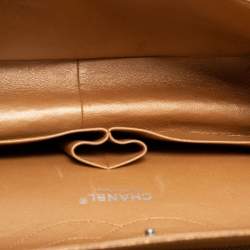 Pre Owned Chanel Bronze Quilted Caviar Leather Jumbo Classic Double Flap Bag