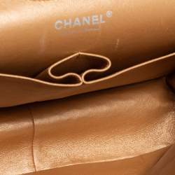 Pre Owned Chanel Bronze Quilted Caviar Leather Jumbo Classic Double Flap Bag