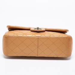 Pre Owned Chanel Bronze Quilted Caviar Leather Jumbo Classic Double Flap Bag
