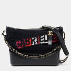 Chanel Gabrielle Hobo Bag Gabrielle Medium Black/Orange in Calfskin/Tweed  with Gold-tone/Silver-tone - US