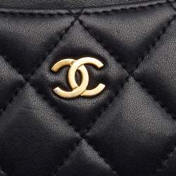 Chanel Black Quilted Leather CC Card Case