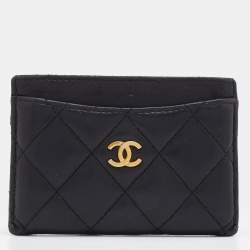 Chanel Black Quilted Leather CC Card Case