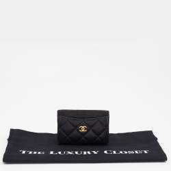 Chanel Black Quilted Leather CC Card Case