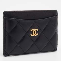 Chanel Black Quilted Leather CC Card Case