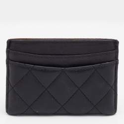Chanel Black Quilted Leather CC Card Case