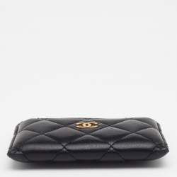 Chanel Black Quilted Leather CC Card Case