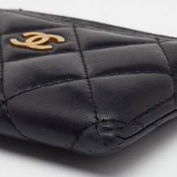 Chanel Black Quilted Leather CC Card Case
