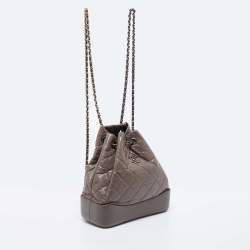 Pre Owned Chanel Taupe Leather Small Gabrielle Backpack
